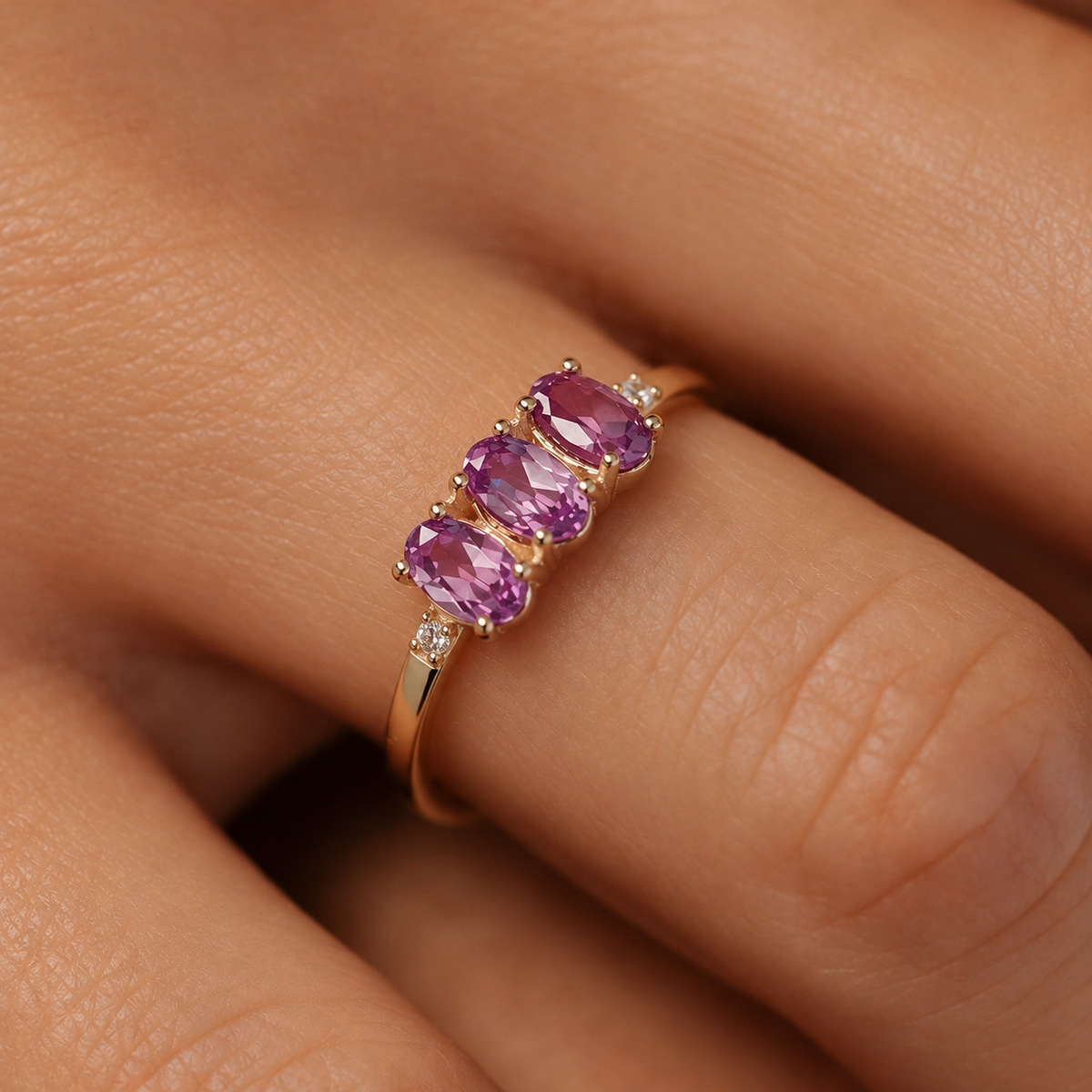 Julie | Triple Amethist & Diamant Ring