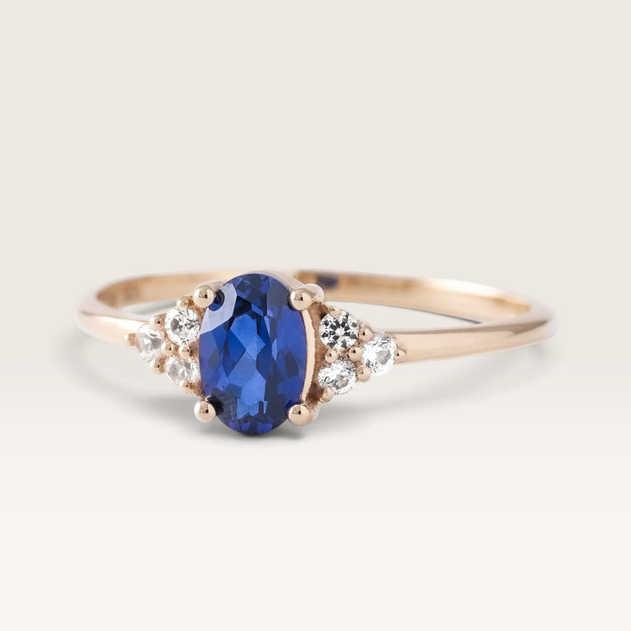 Ella | Saffier Solitaire & Diamant Ring