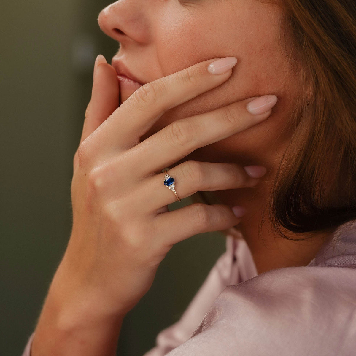 Ella | Saffier Solitaire & Diamant Ring - Menina Amsterdam
