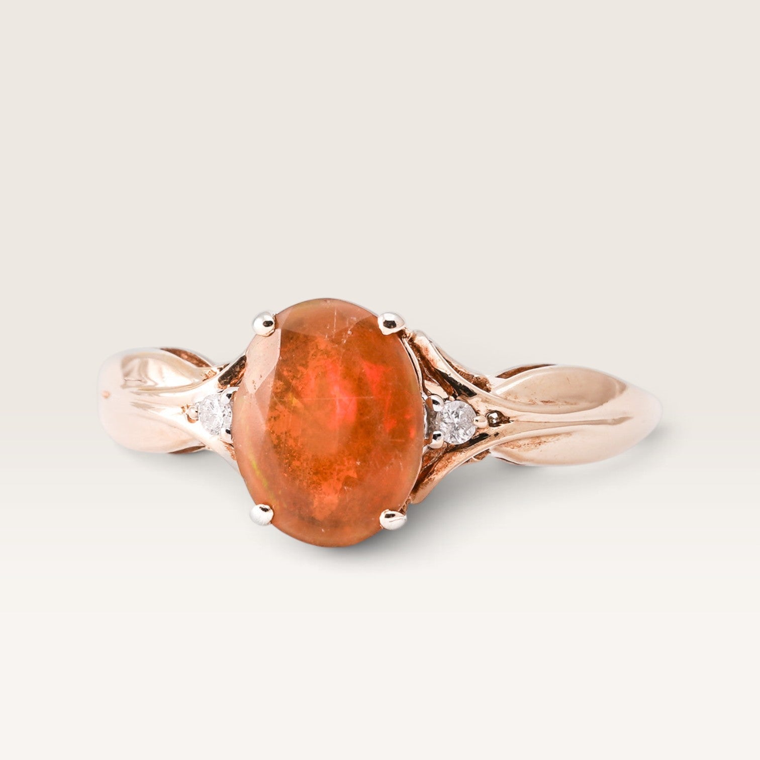 Fiora | Vintage Opal & Diamond Three-Stone Ring - Menina Amsterdam