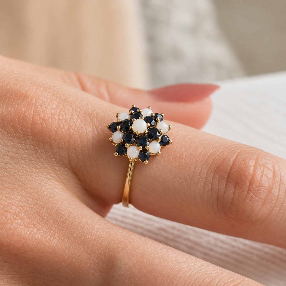 Florine| Vintage Opaal en Saffier ring - Menina Amsterdam