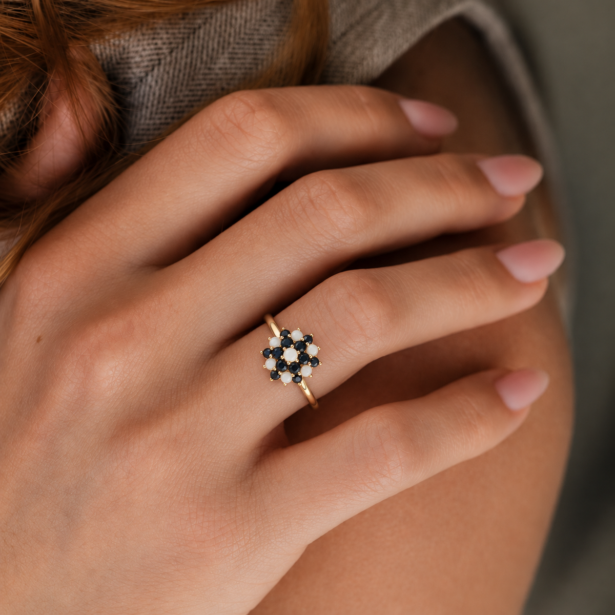 Florine| Vintage Opaal en Saffier ring - Menina Amsterdam