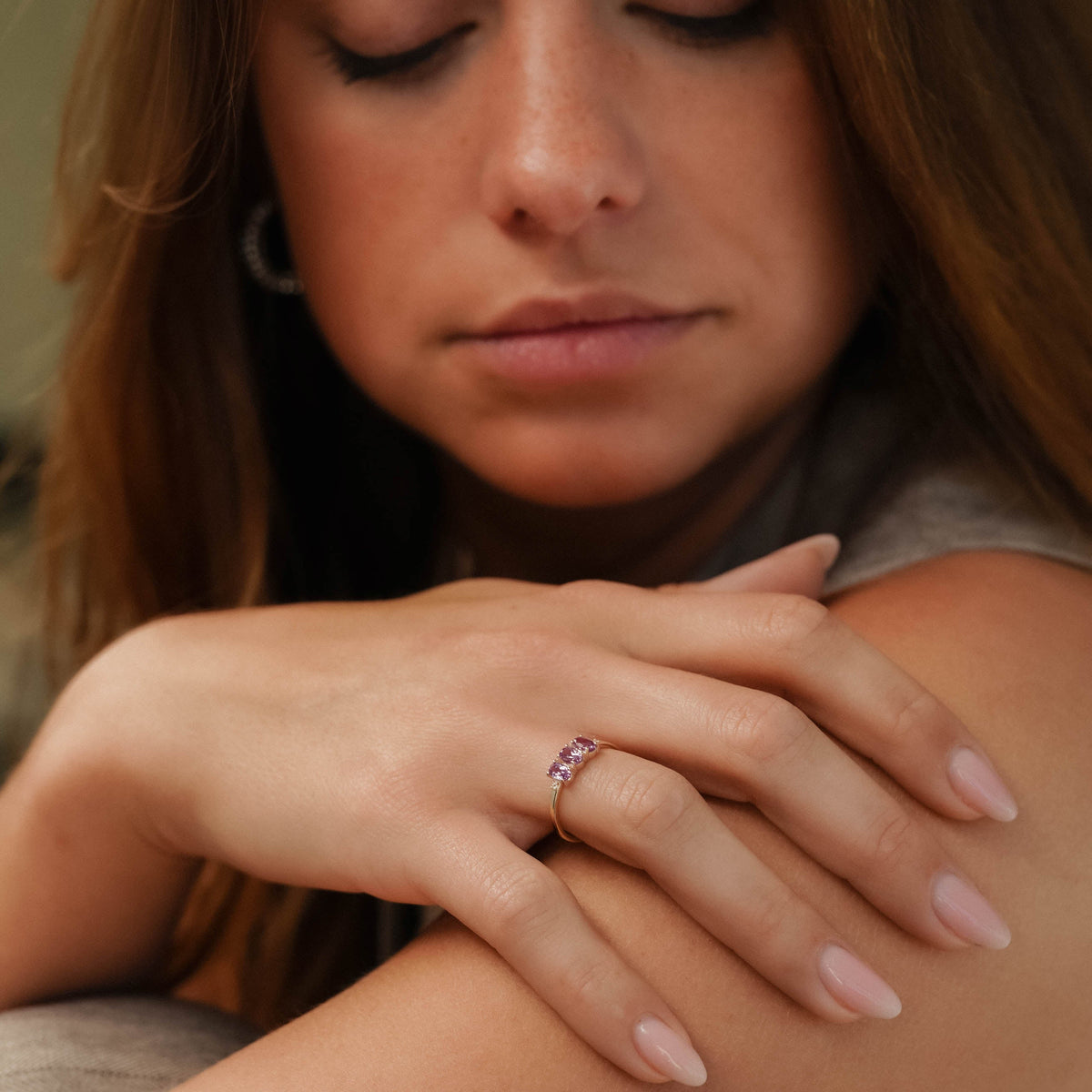 Julie | Triple Amethist & Diamant Ring - Menina Amsterdam