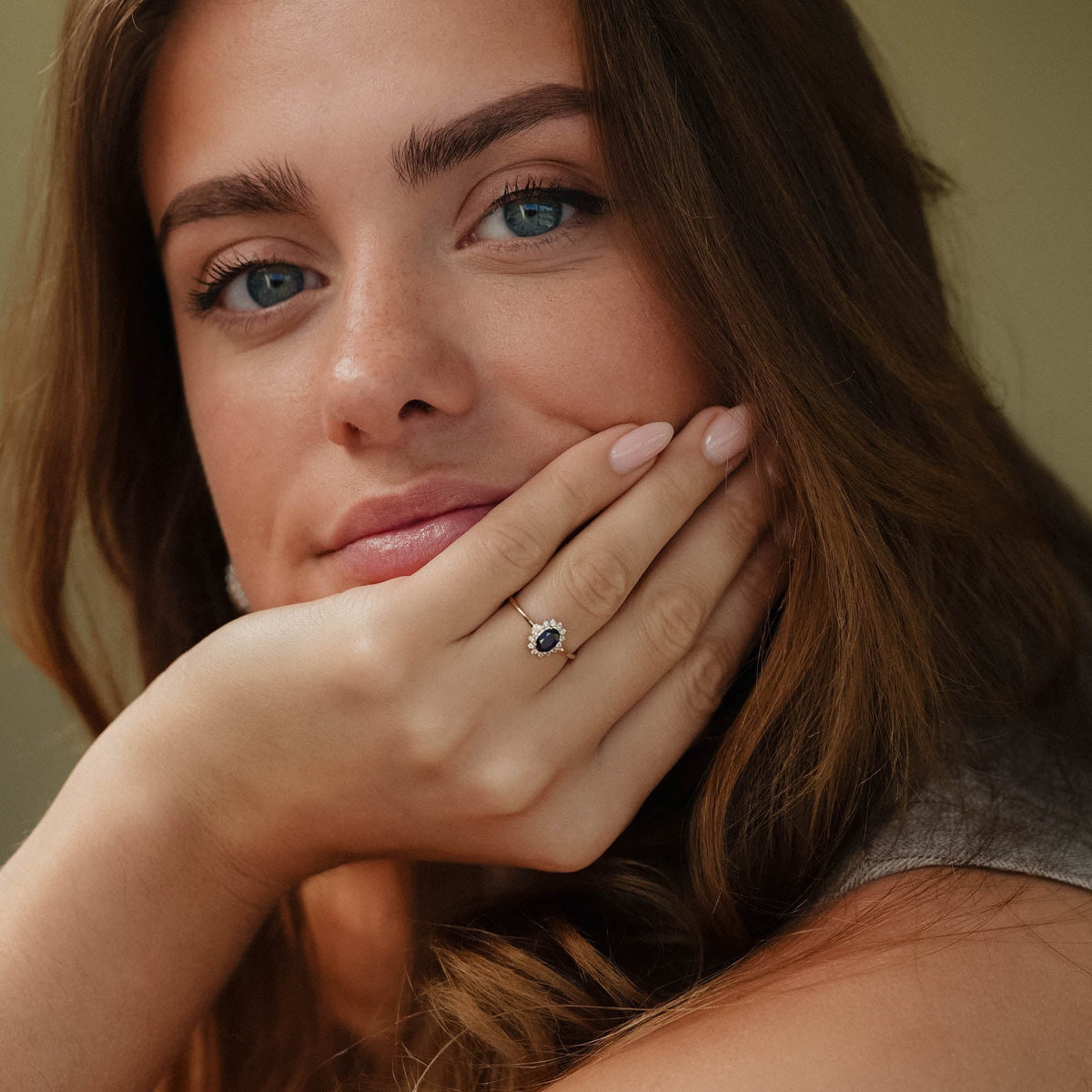 Livia | Saffier & Diamant Cluster Ring - Menina Amsterdam