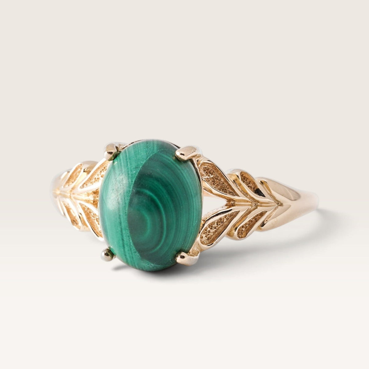 Maelo | Vintage Groene Malachiet Solitaire Ring - Menina Amsterdam