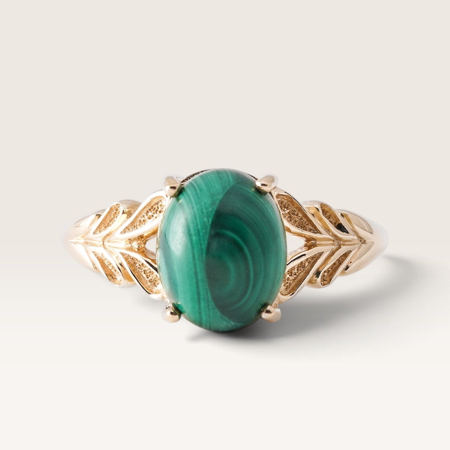 Maelo | Vintage Groene Malachiet Solitaire Ring - Menina Amsterdam