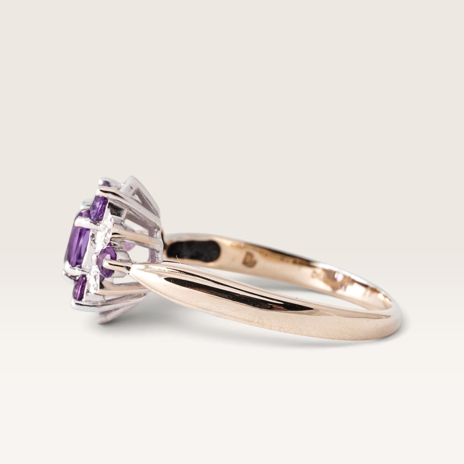 Marenne | Vintage Amethist en Diamant Cluster Ring - Menina Amsterdam
