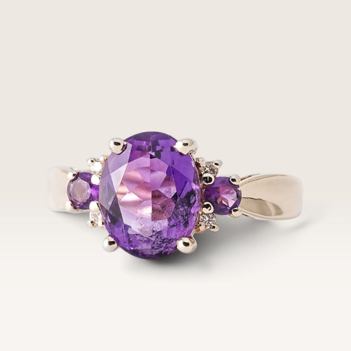 Maribel | Vintage Amethist en Diamant Cluster Ring - Menina Amsterdam