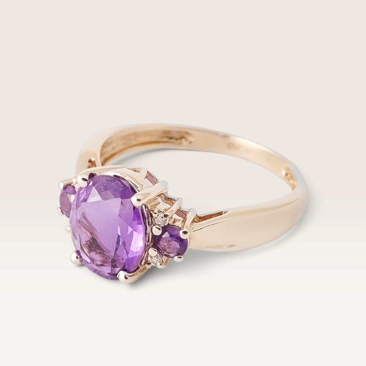 Maribel | Vintage Amethist en Diamant Cluster Ring - Menina Amsterdam