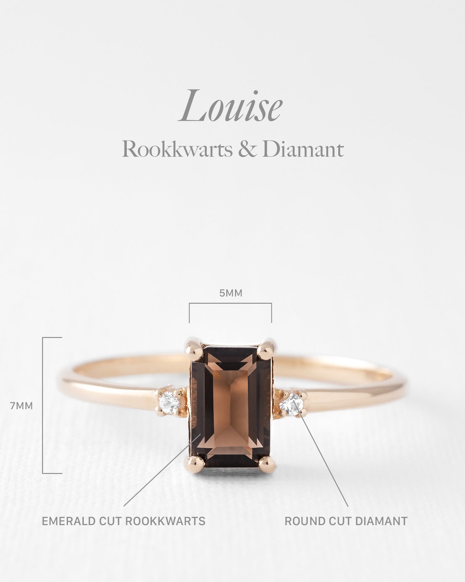 Louise | Rookkwarts Solitaire & Diamant Ring - Menina Amsterdam