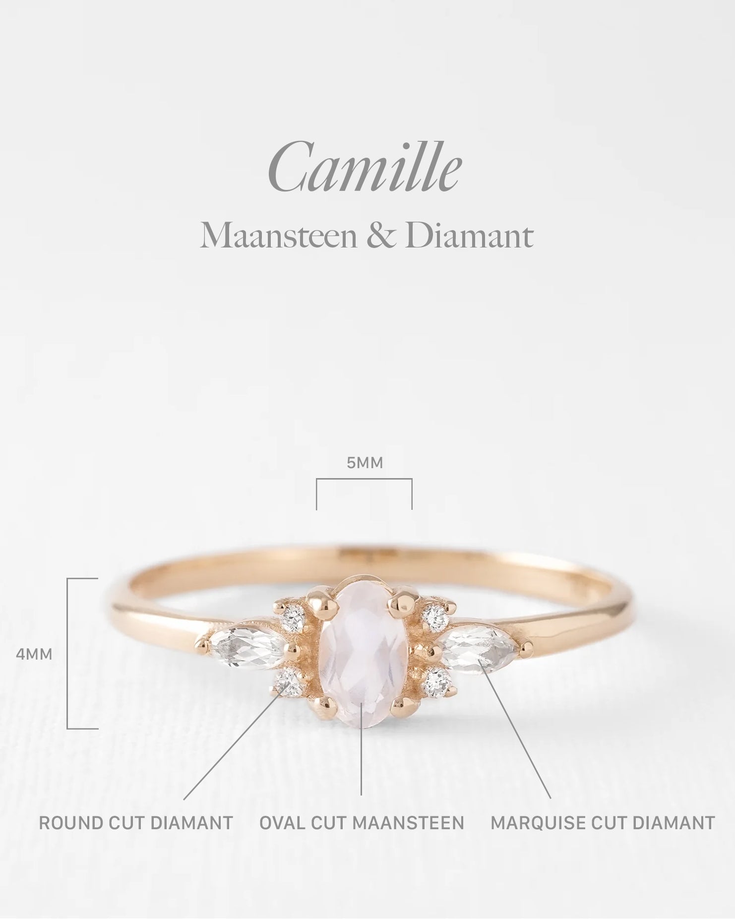Camille | Maansteen & Diamant Ring - Menina Amsterdam
