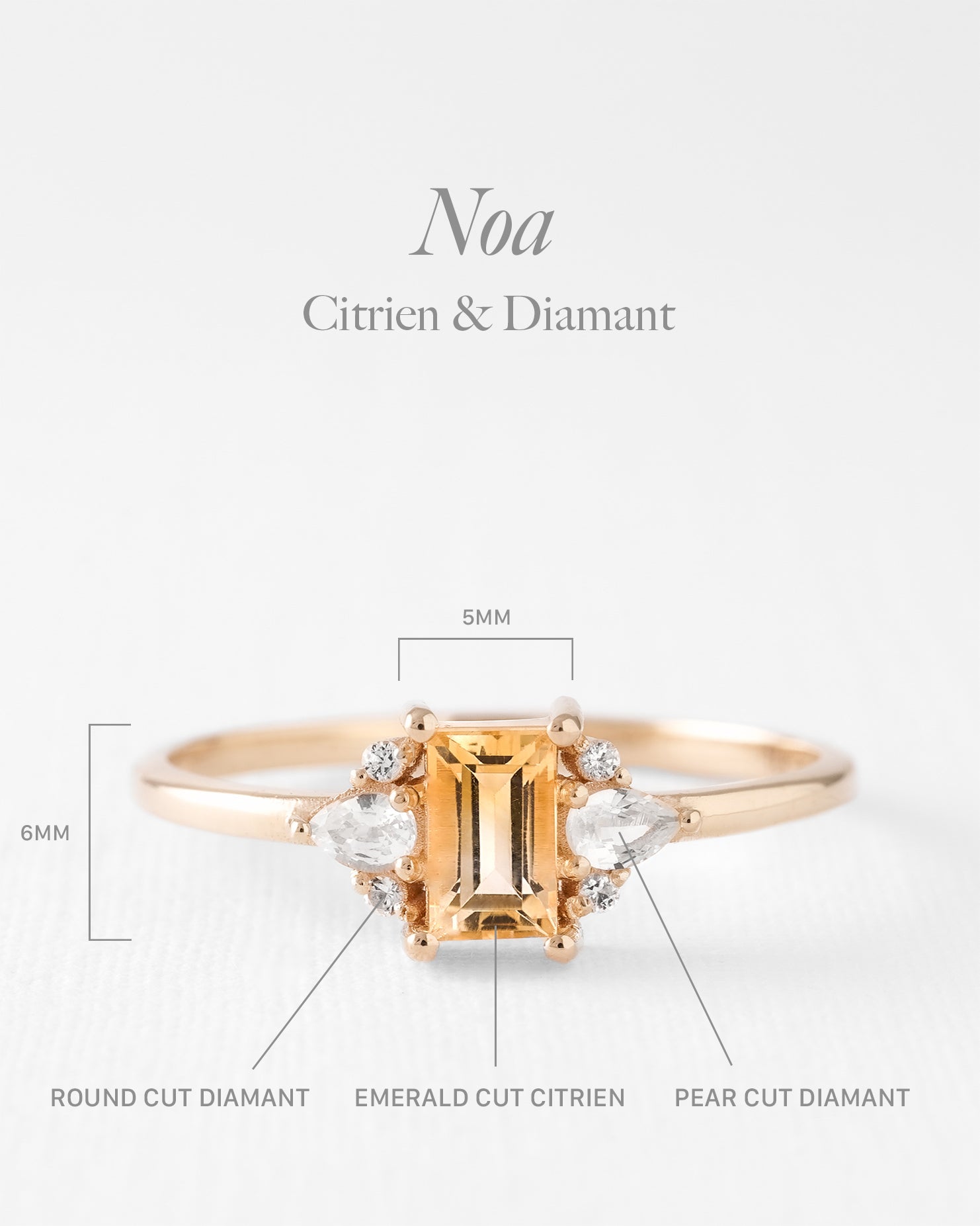 Noa | Citrien & Diamant Ring - Menina Amsterdam