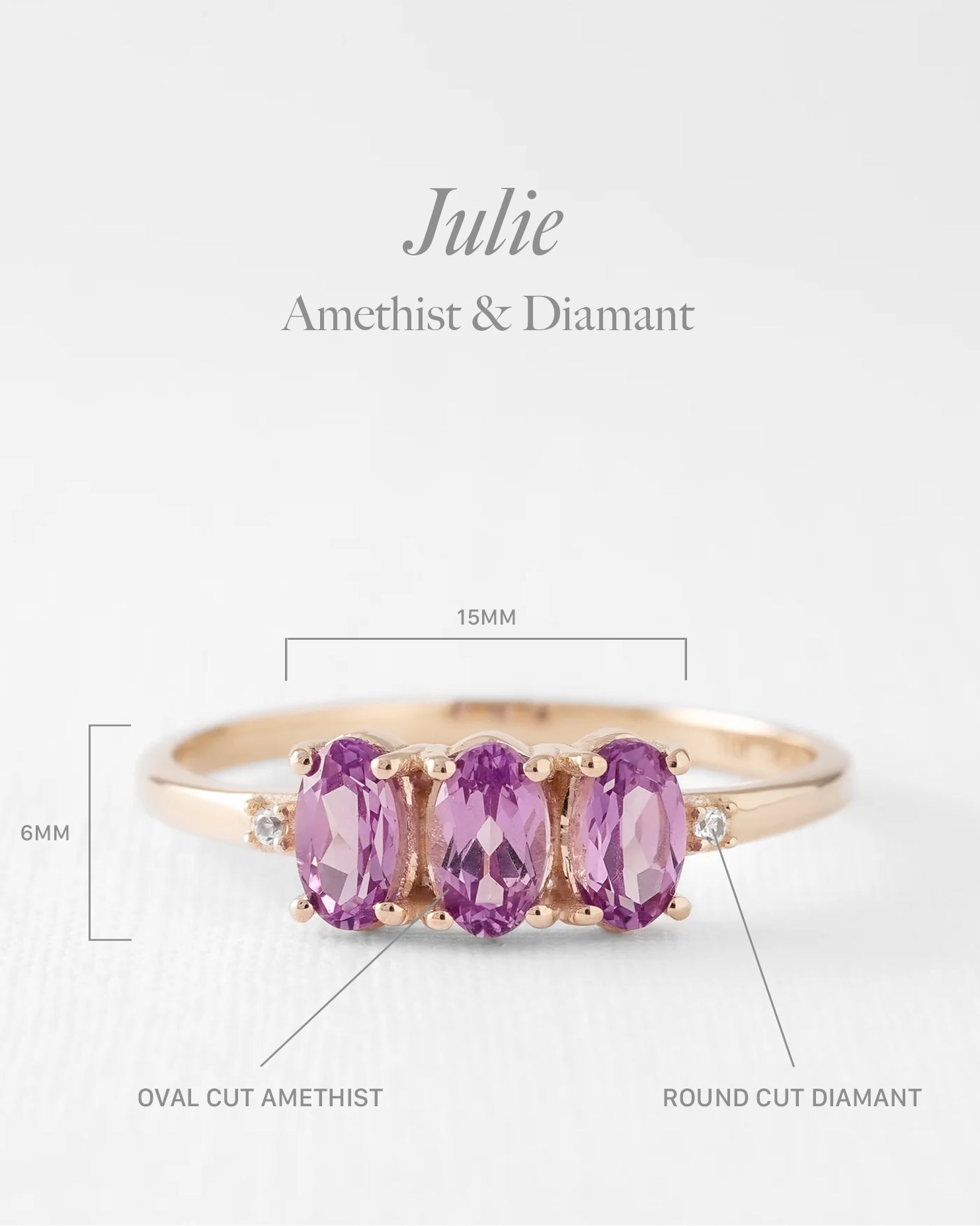 Julie | Triple Amethist & Diamant Ring - Menina Amsterdam