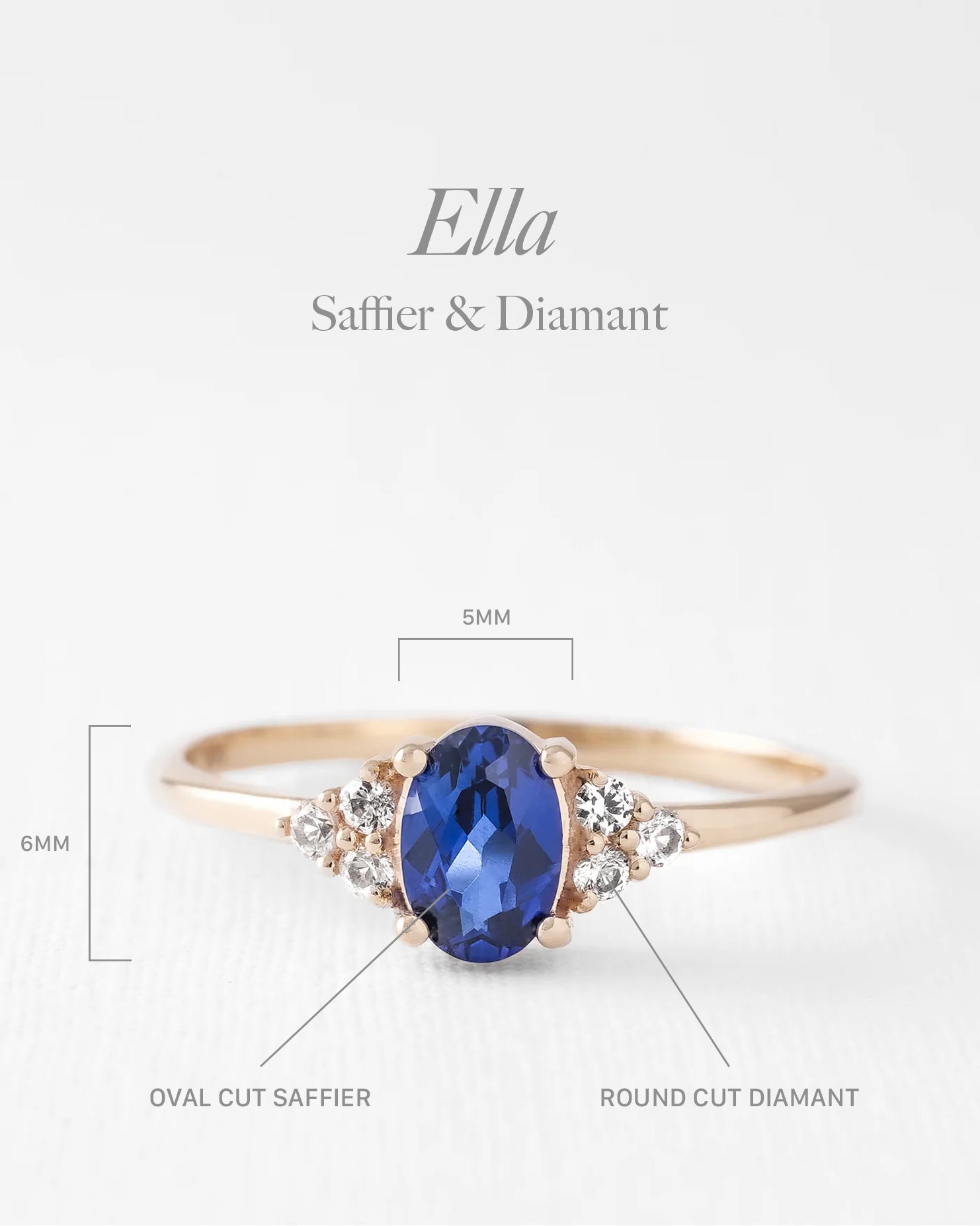 Ella | Saffier Solitaire & Diamant Ring - Menina Amsterdam