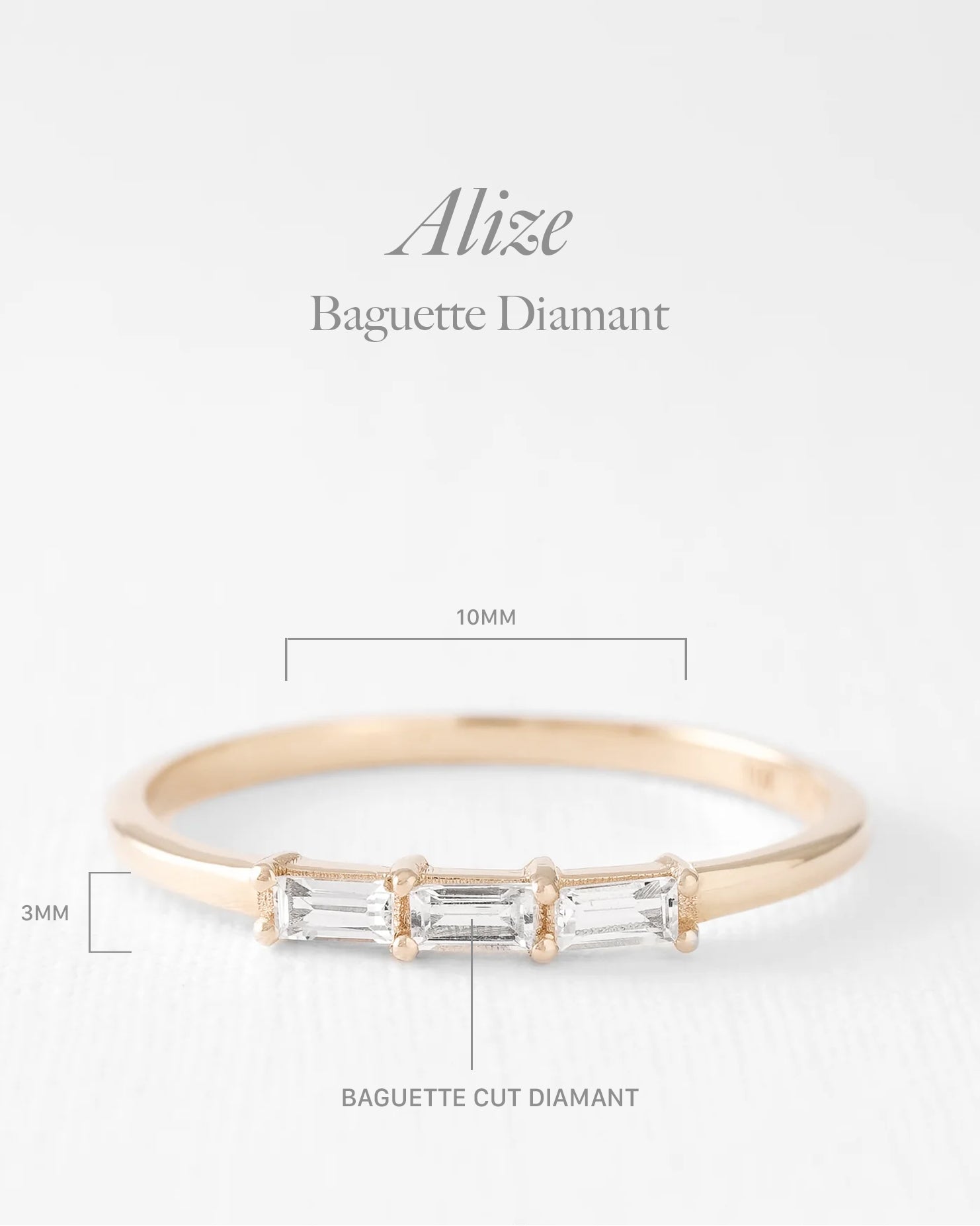 Alize | Baguette Diamant Trilogy Ring - Menina Amsterdam