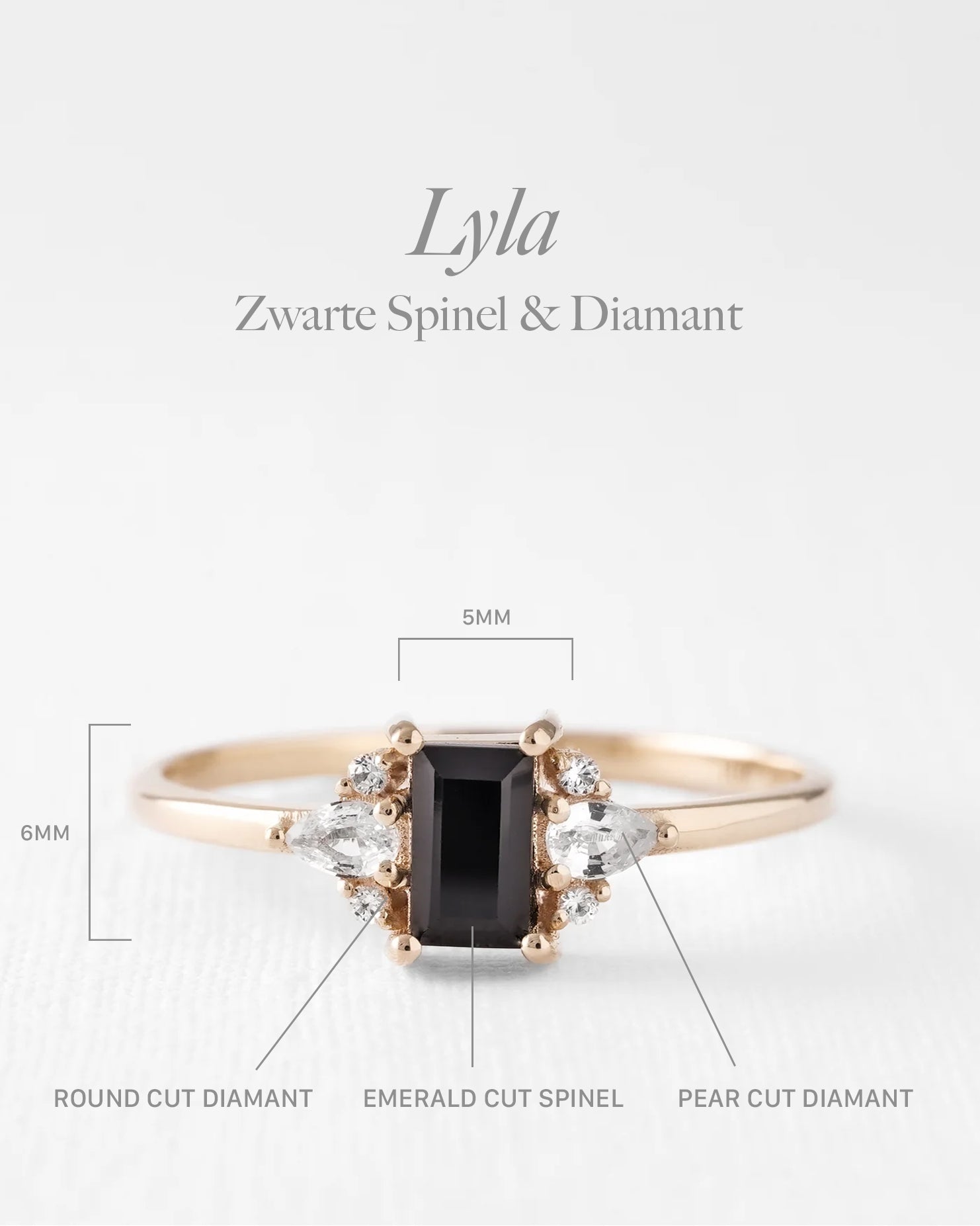Lyla | Spinel Baguette & Diamant Ring - Menina Amsterdam