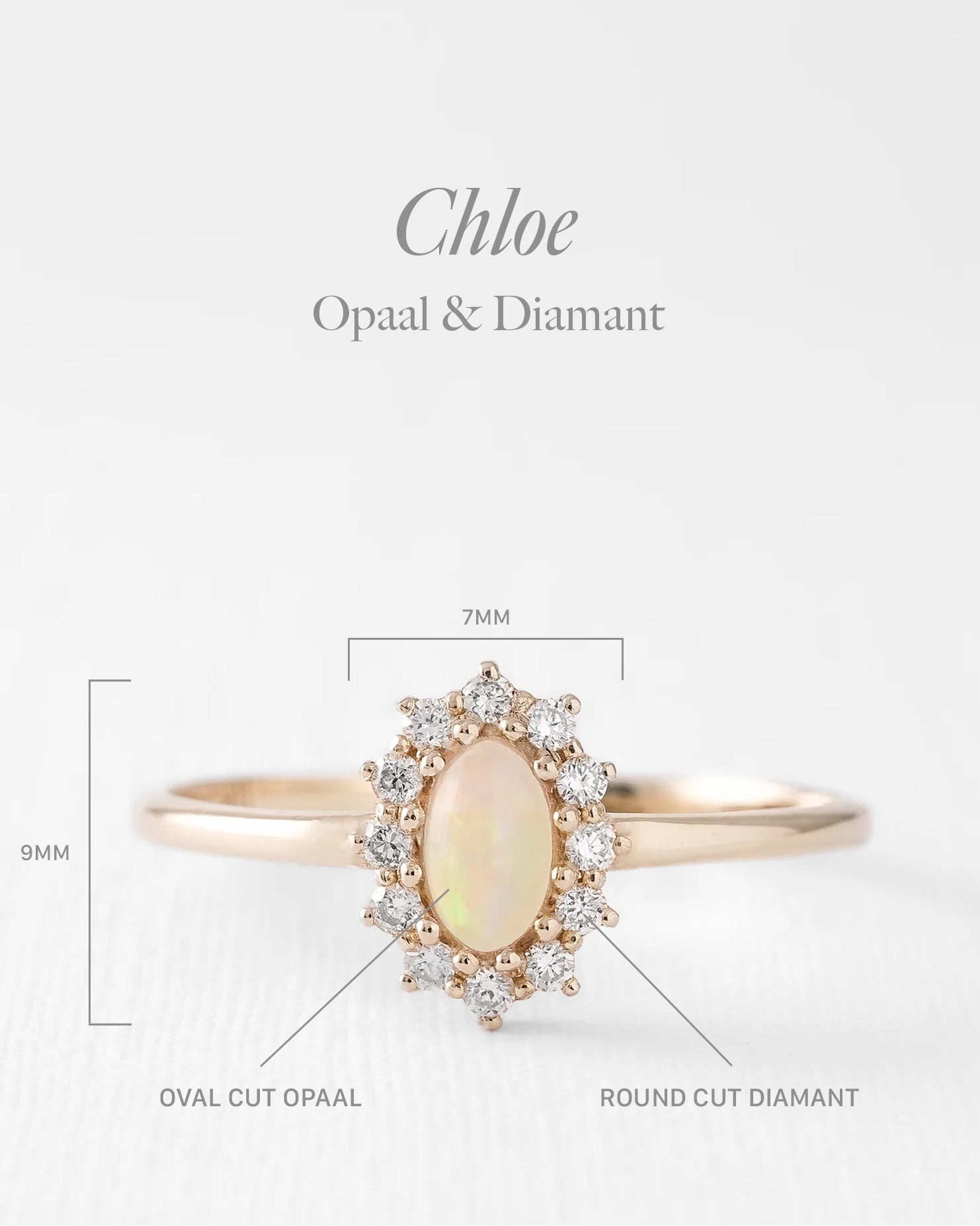 Chloe | Opaal & Diamant Cluster Ring - Menina Amsterdam