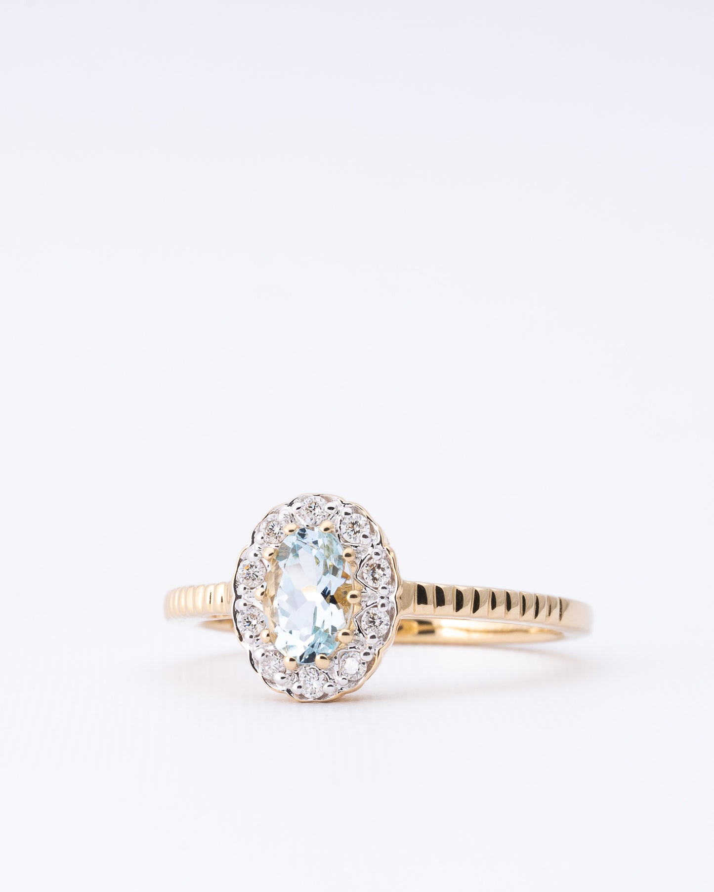Arna | 9K & 14K Aquamarijn & Diamant Cluster