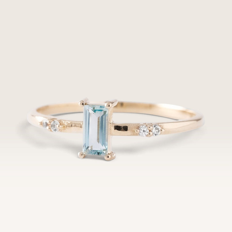 Nova | Aquamarijn Baguette & Diamant Ring