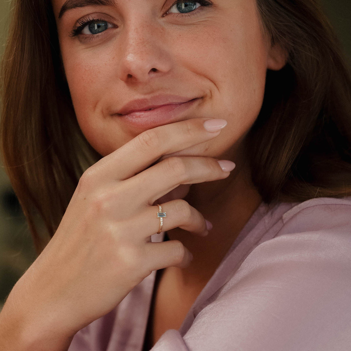 Nova | Aquamarijn Baguette & Diamant Ring - Menina Amsterdam