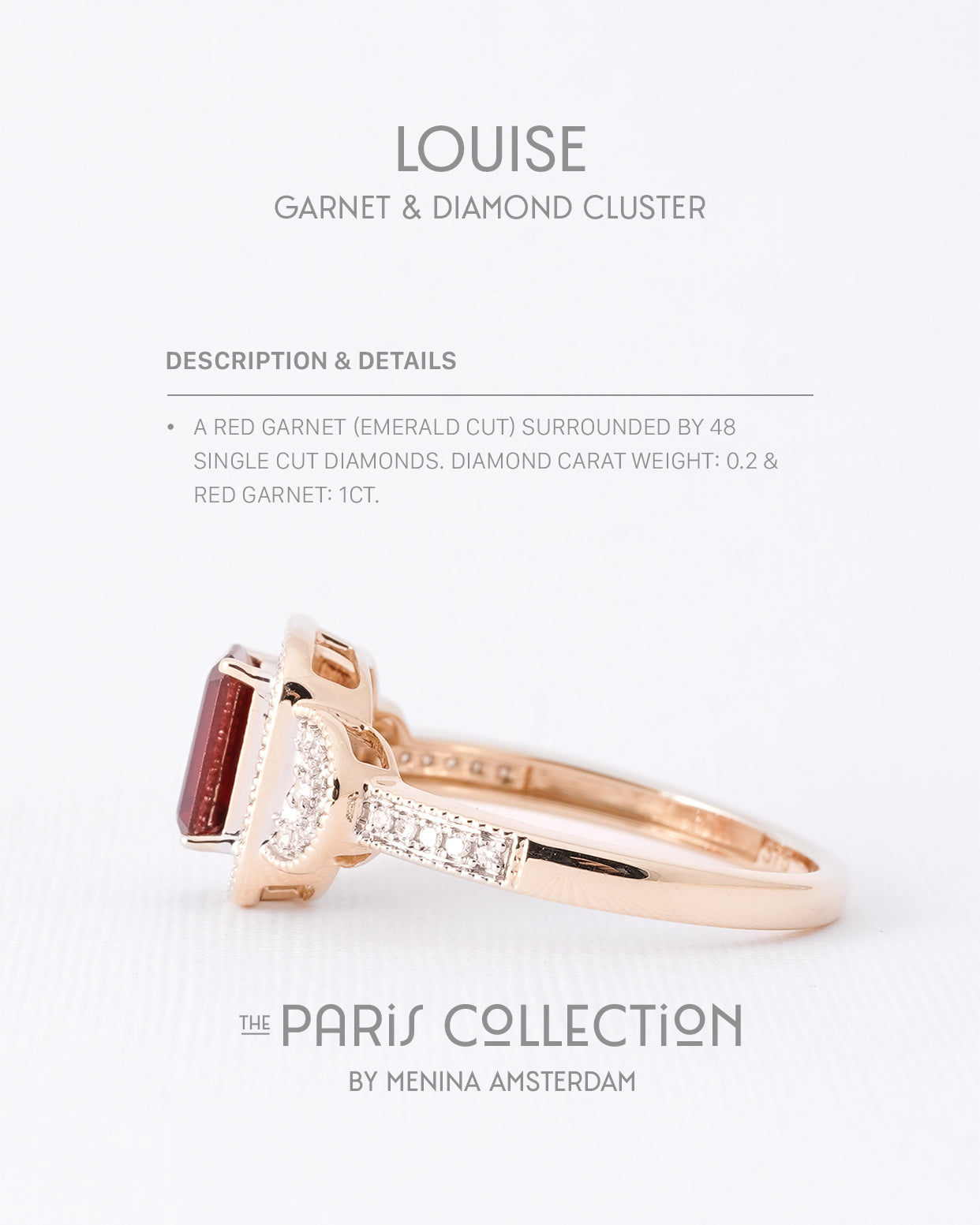 Louise | 9K & 14K Granaat & Diamant Cluster