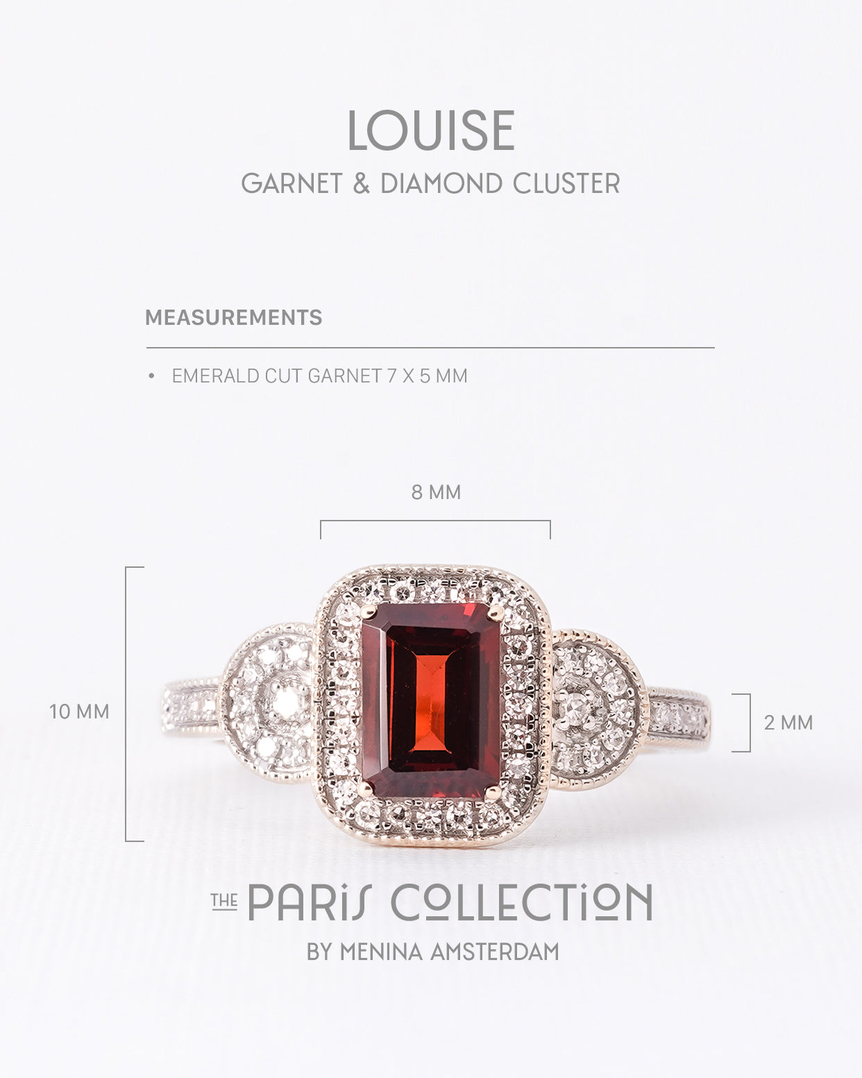 Louise | 9K & 14K Granaat & Diamant Cluster
