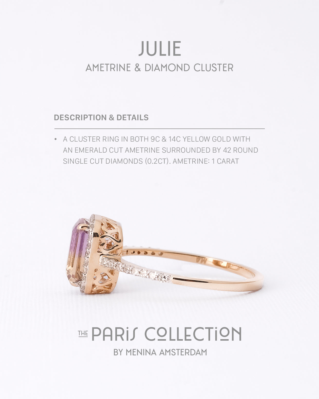 Julie | 9K & 14K Ametrien & Diamant Cluster
