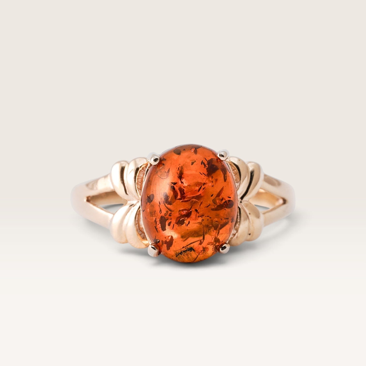 Verina | Vintage Amber Solitair Ring - Menina Amsterdam