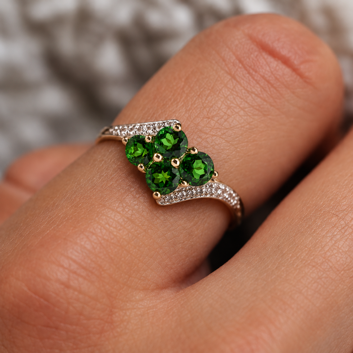 Sofie | Vintage Diopsiet en Diamant ring - Menina Amsterdam