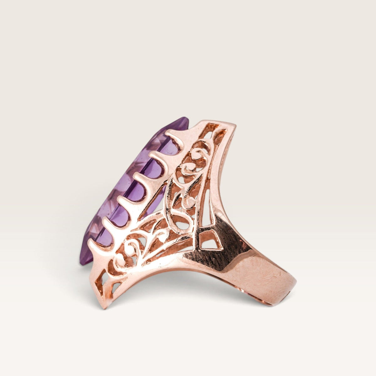 Athenia | 14K Rosé Gouden Amethist Marquise Ring - Menina Amsterdam