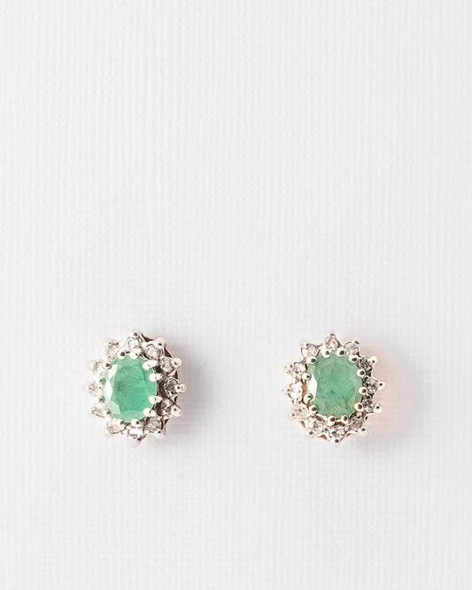 Nathalia | Vintage Smaragd & Diamant Oorbellen