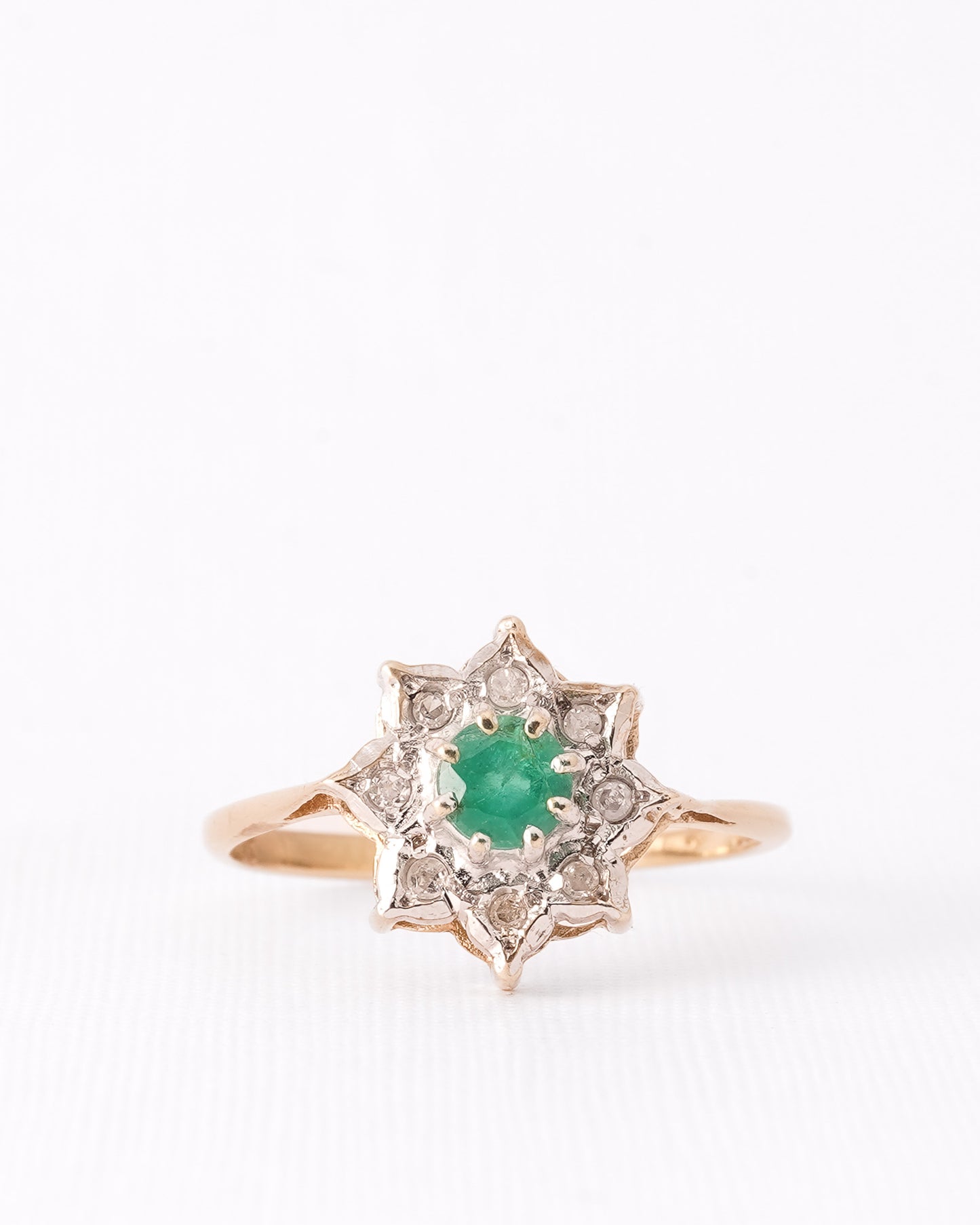 Vlinder | Vintage Smaragd & Diamant Bloem Cluster