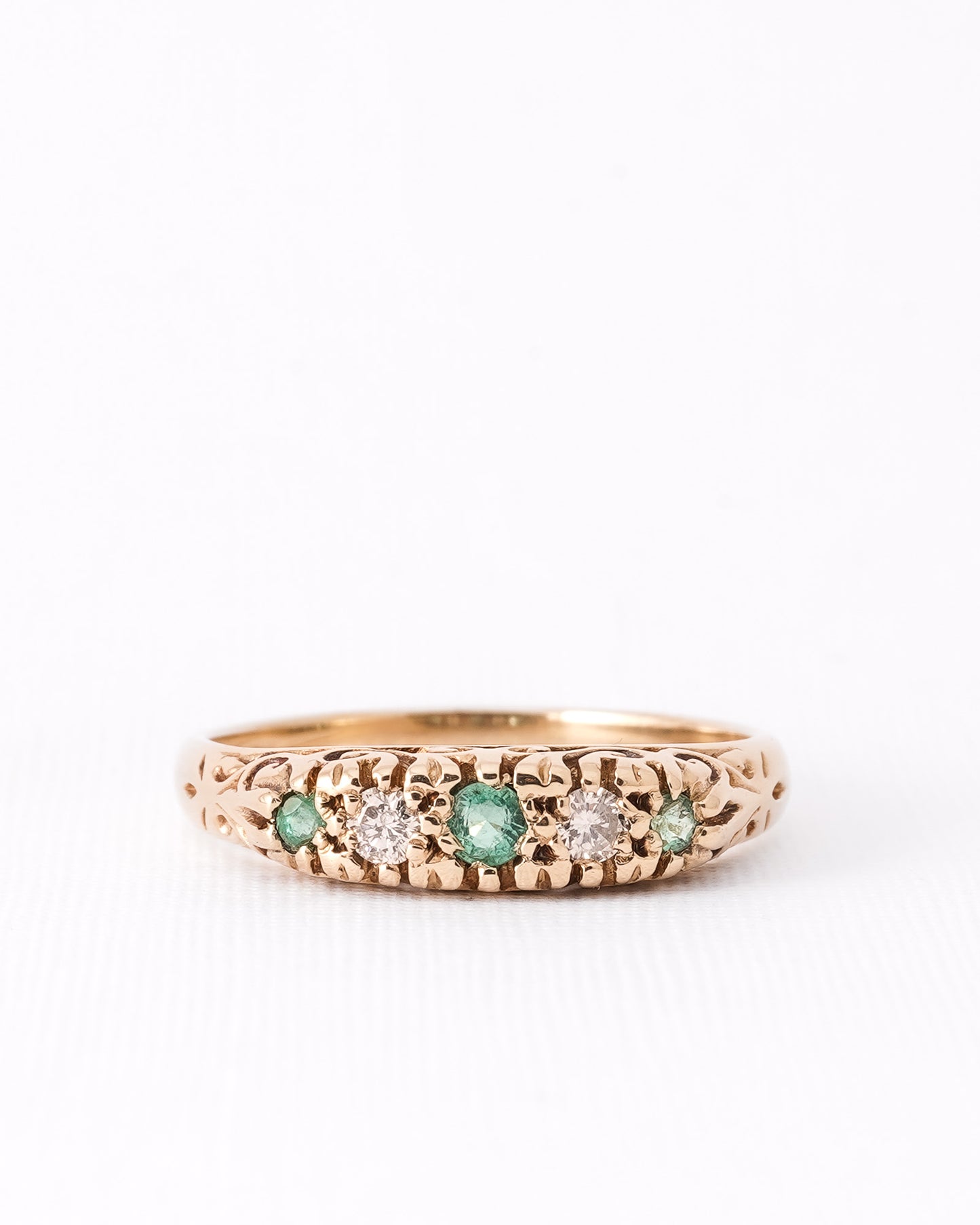 Jeanne | Vintage Smaragd & Diamant Vijfling