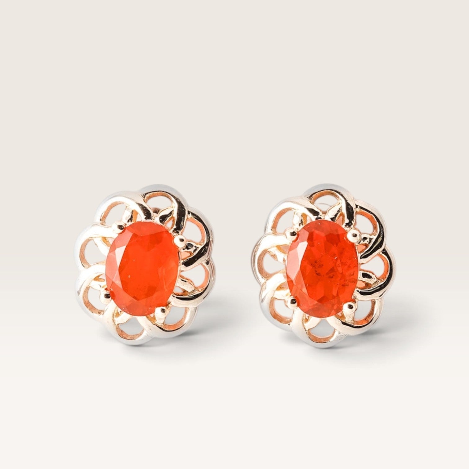 Fiore | Vintage Oranje Opaal Oorbellen - Menina Amsterdam