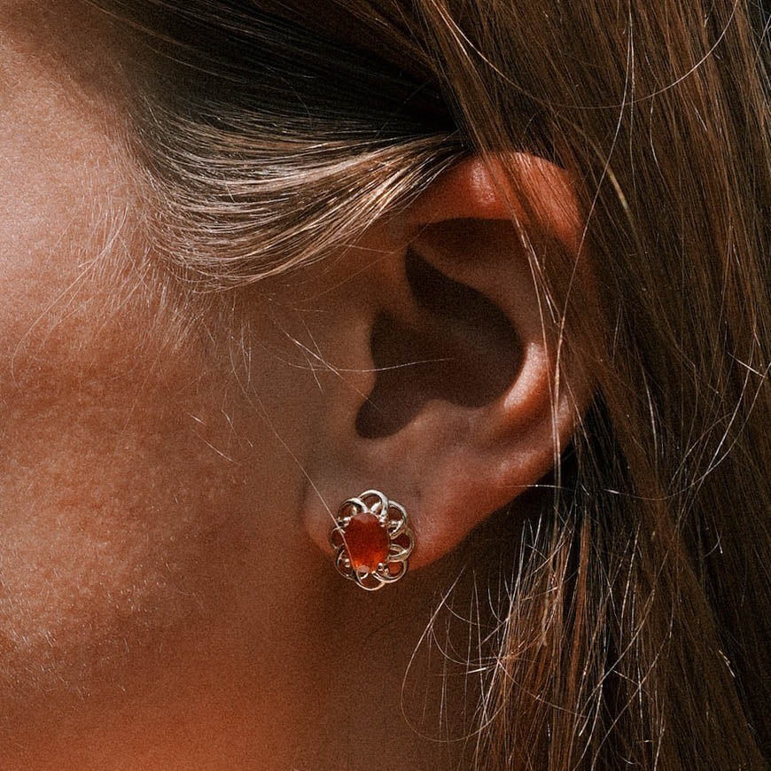Fiore | Vintage Oranje Opaal Oorbellen - Menina Amsterdam