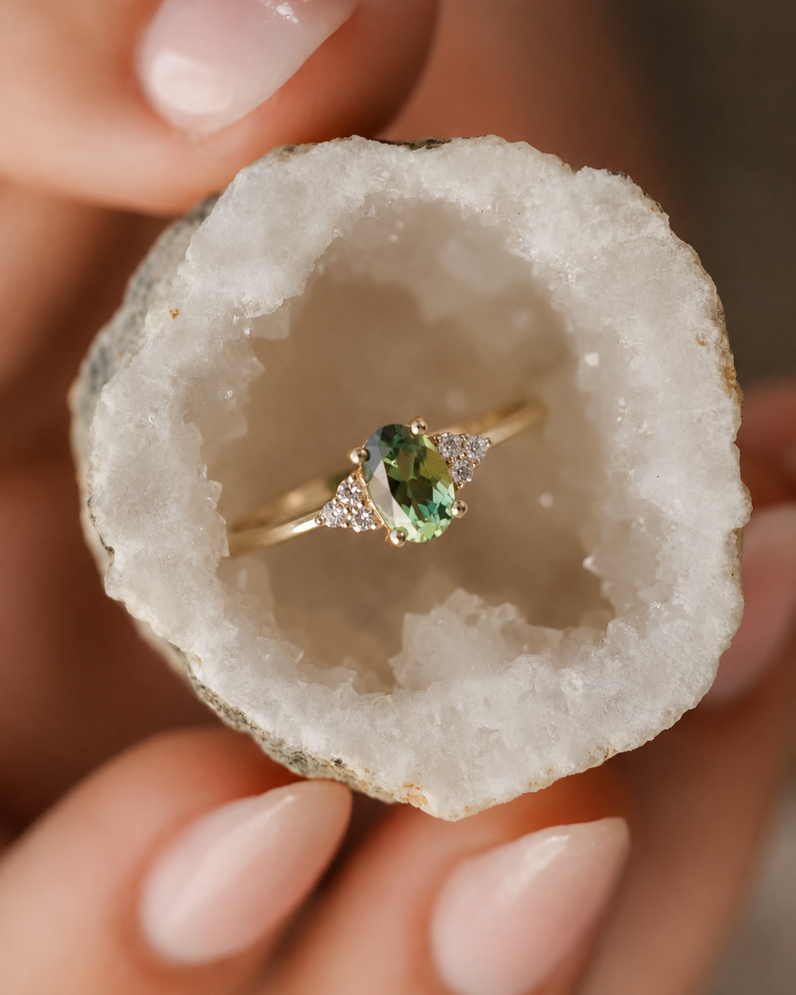 Valerie | Groene Toermalijn & Diamant Ring - Menina Amsterdam
