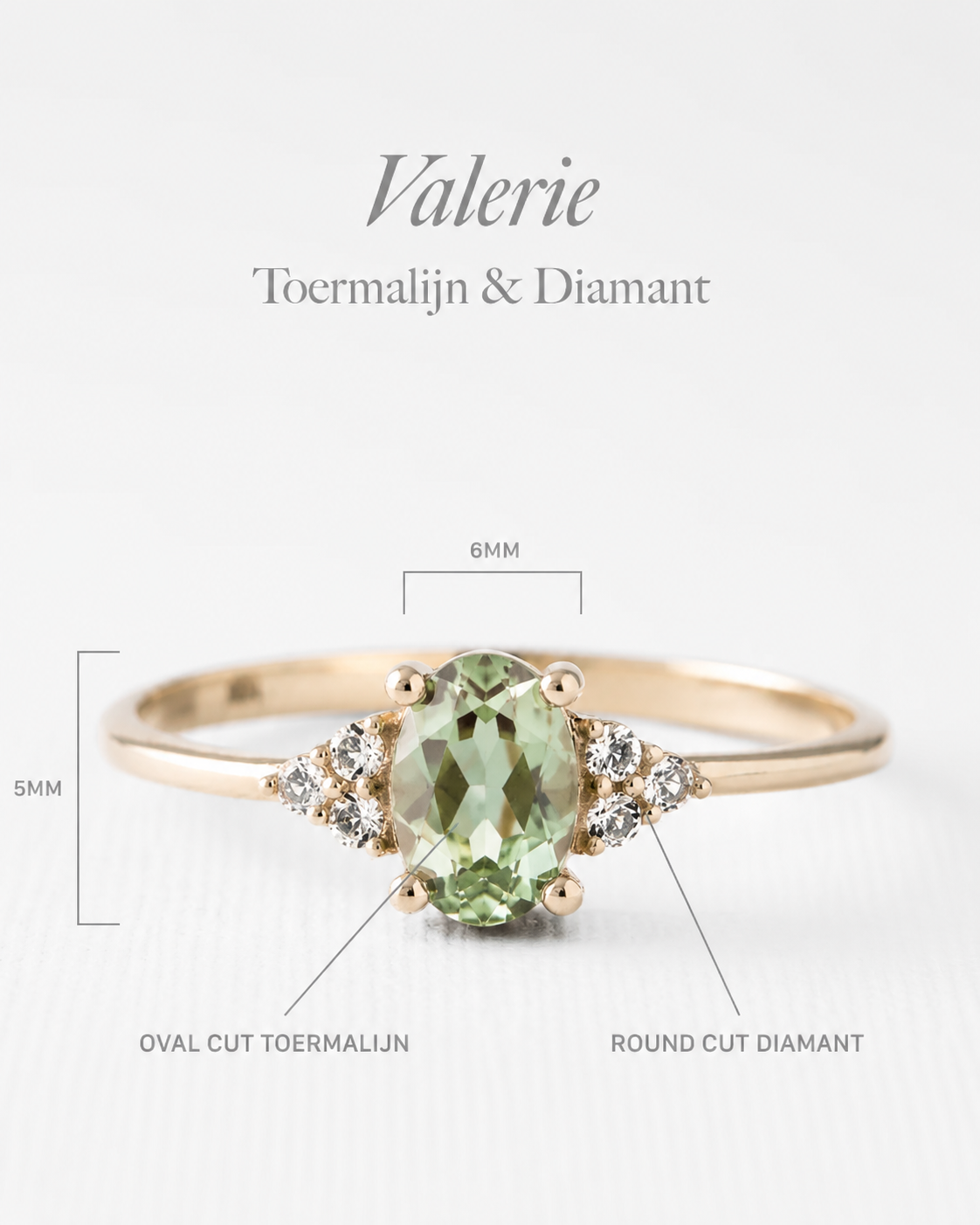 Valerie | Groene Toermalijn & Diamant Ring - Menina Amsterdam