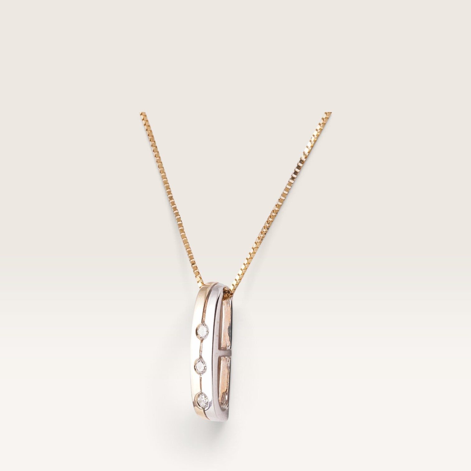 Lerina | 14K Two-Tone Diamond Pendant - Menina Amsterdam