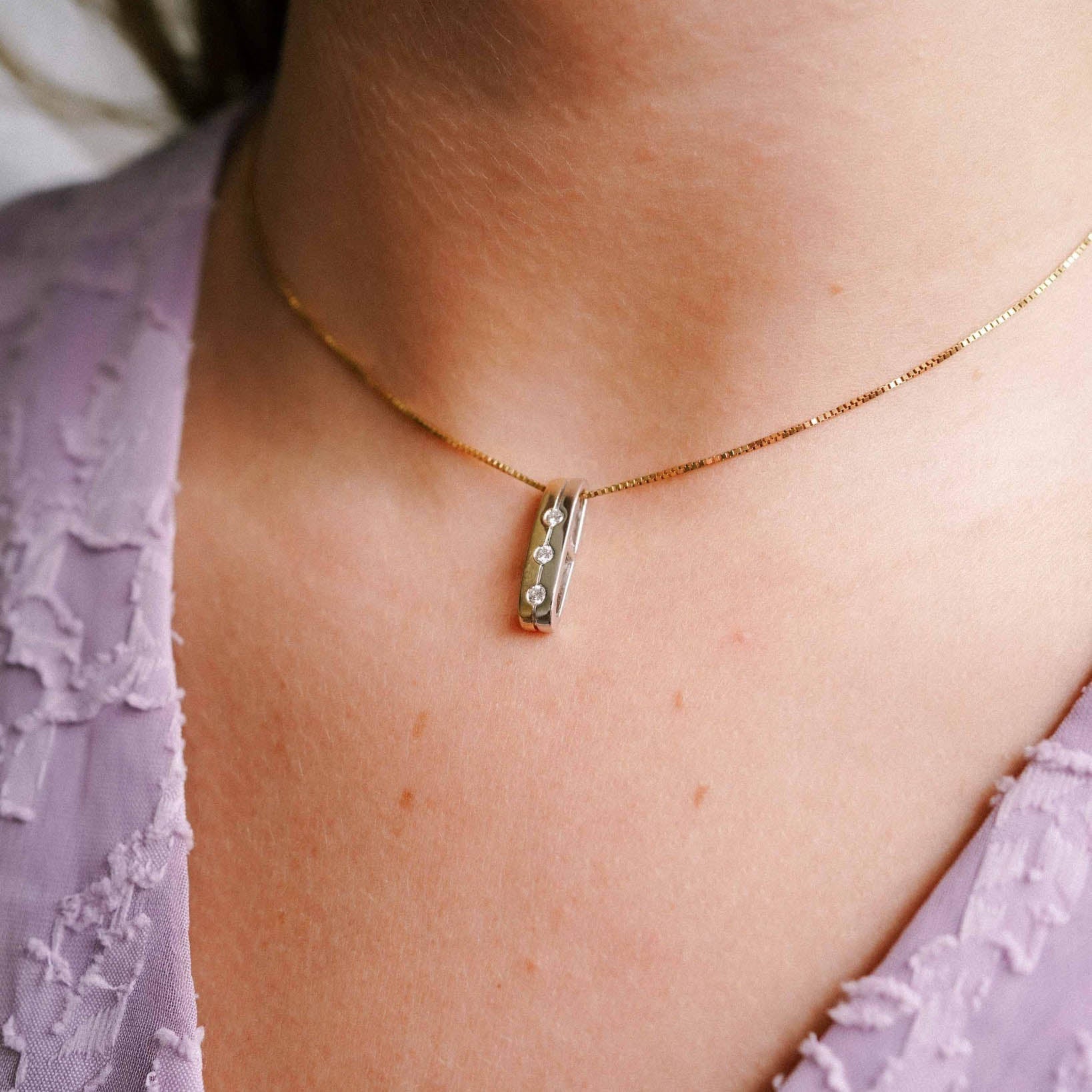Lerina | 14K Twotone Diamant Hanger - Menina Amsterdam