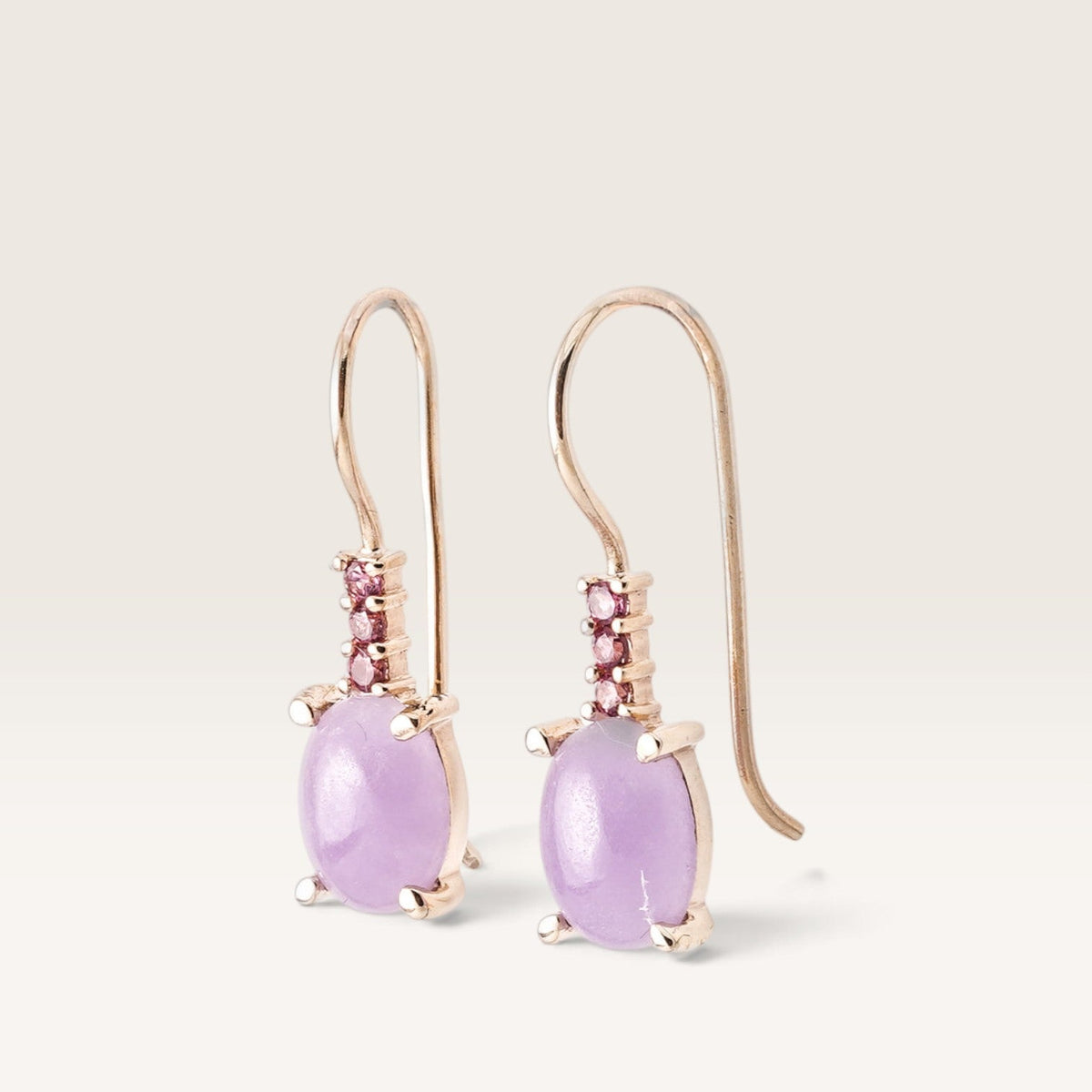 Lily | Vintage Lavendel Jade & Granaat Oorbellen - Menina Amsterdam