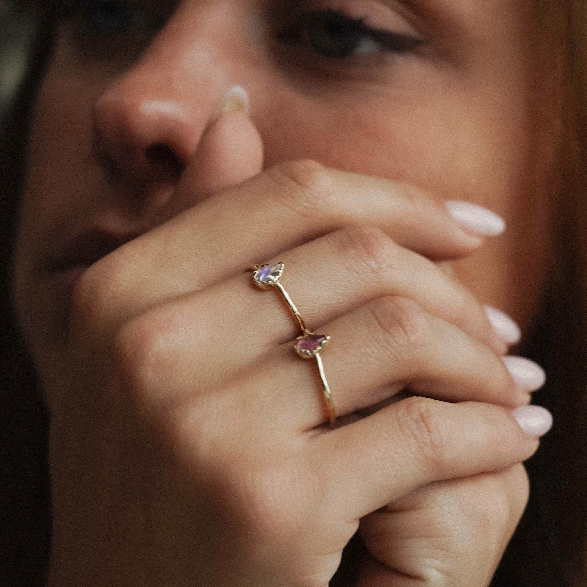 Lysandra | 14K Toermalijn Solitair Pear Cut Ring - Menina Amsterdam