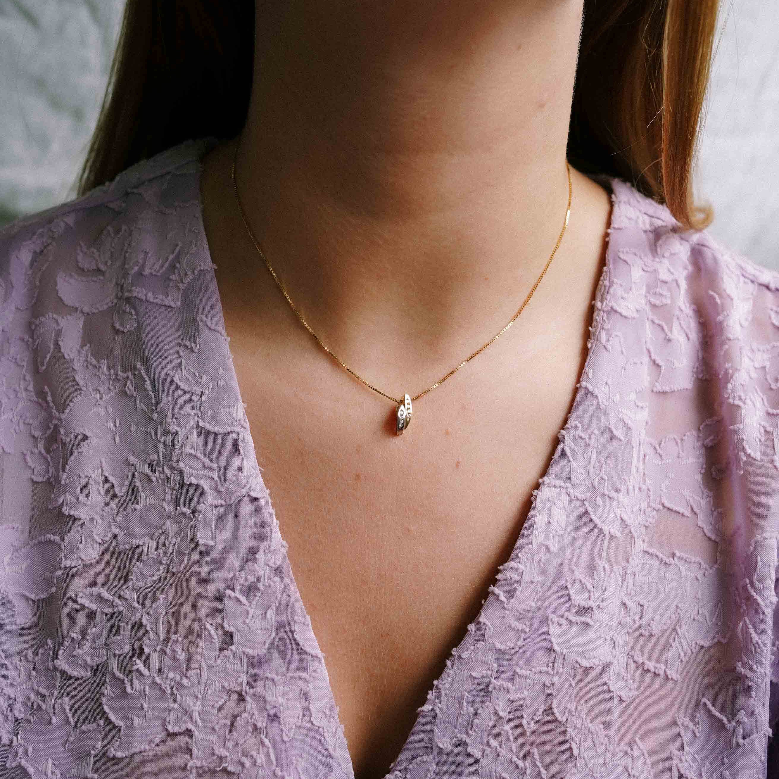 Noa | 14K Two-Tone Diamond Pendant - Menina Amsterdam