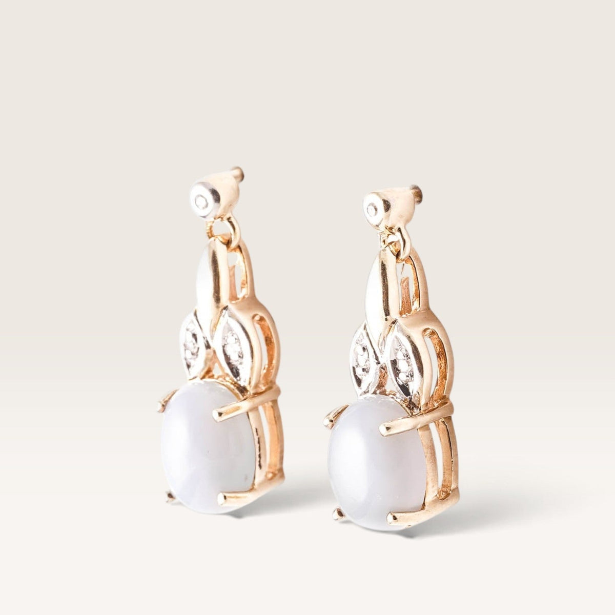 Nora | Vintage Kwarts & Diamant Oorbellen - Menina Amsterdam