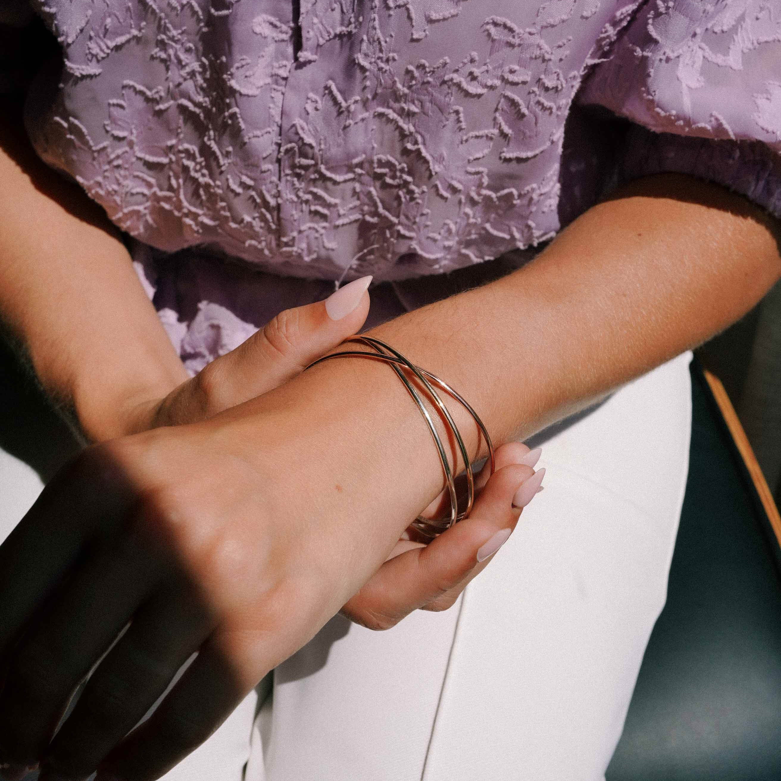 Opilya | Vintage Trio Geel, Rosé en Wit 9 Karaat Bangle - Menina Amsterdam