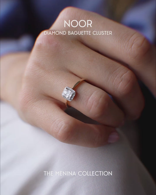 Noor | 9K & 14K Diamond Baquette Cluster