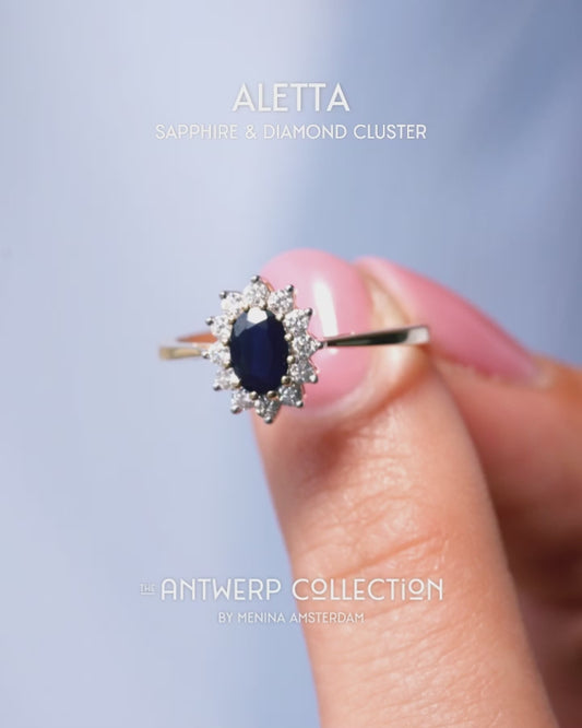 Aletta | 9K & 14K Saffier & Diamant Cluster