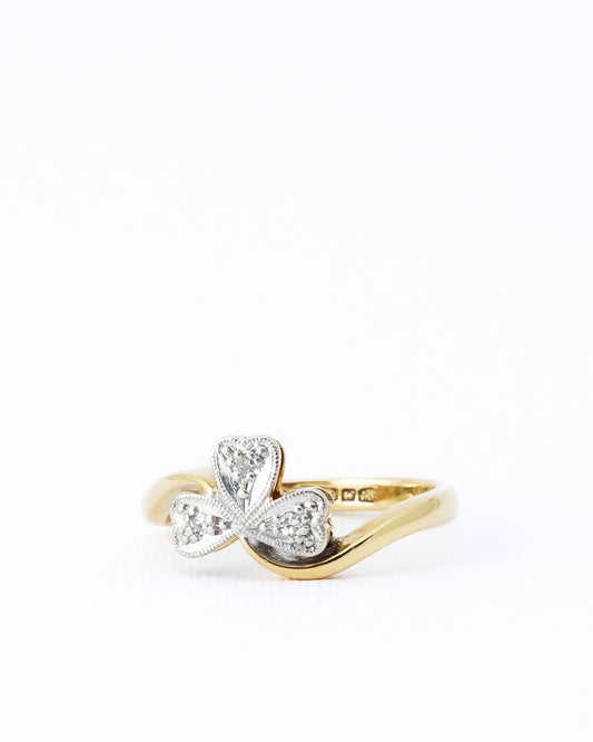 Tessy | Vintage 18K Goud & Platinum Diamant Klaver