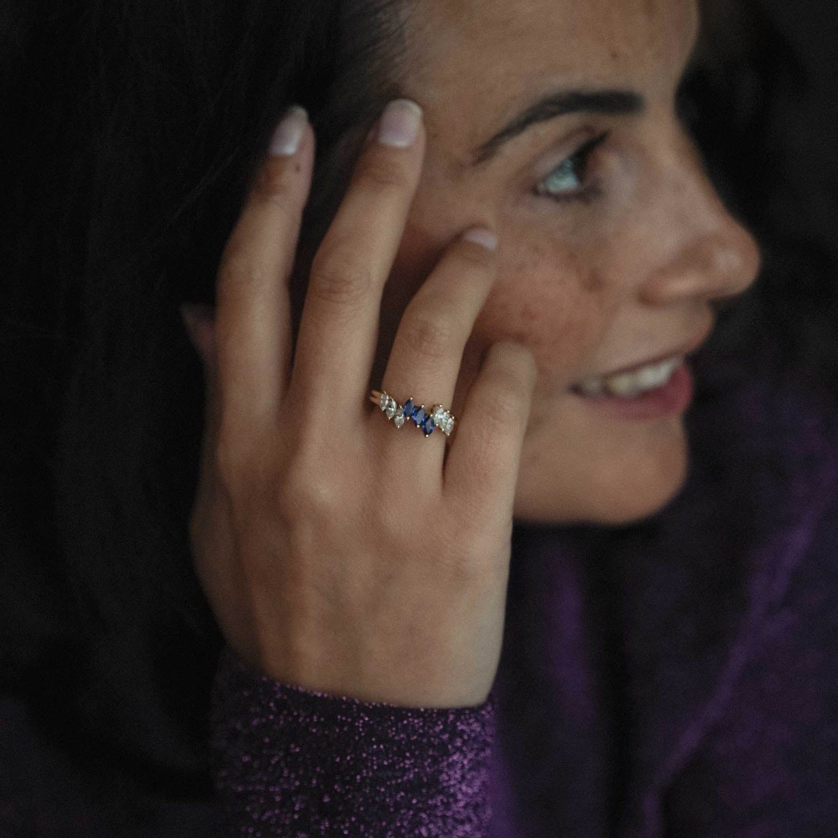 Seleste | 18K Saffier & Diamant Ring - Menina Amsterdam