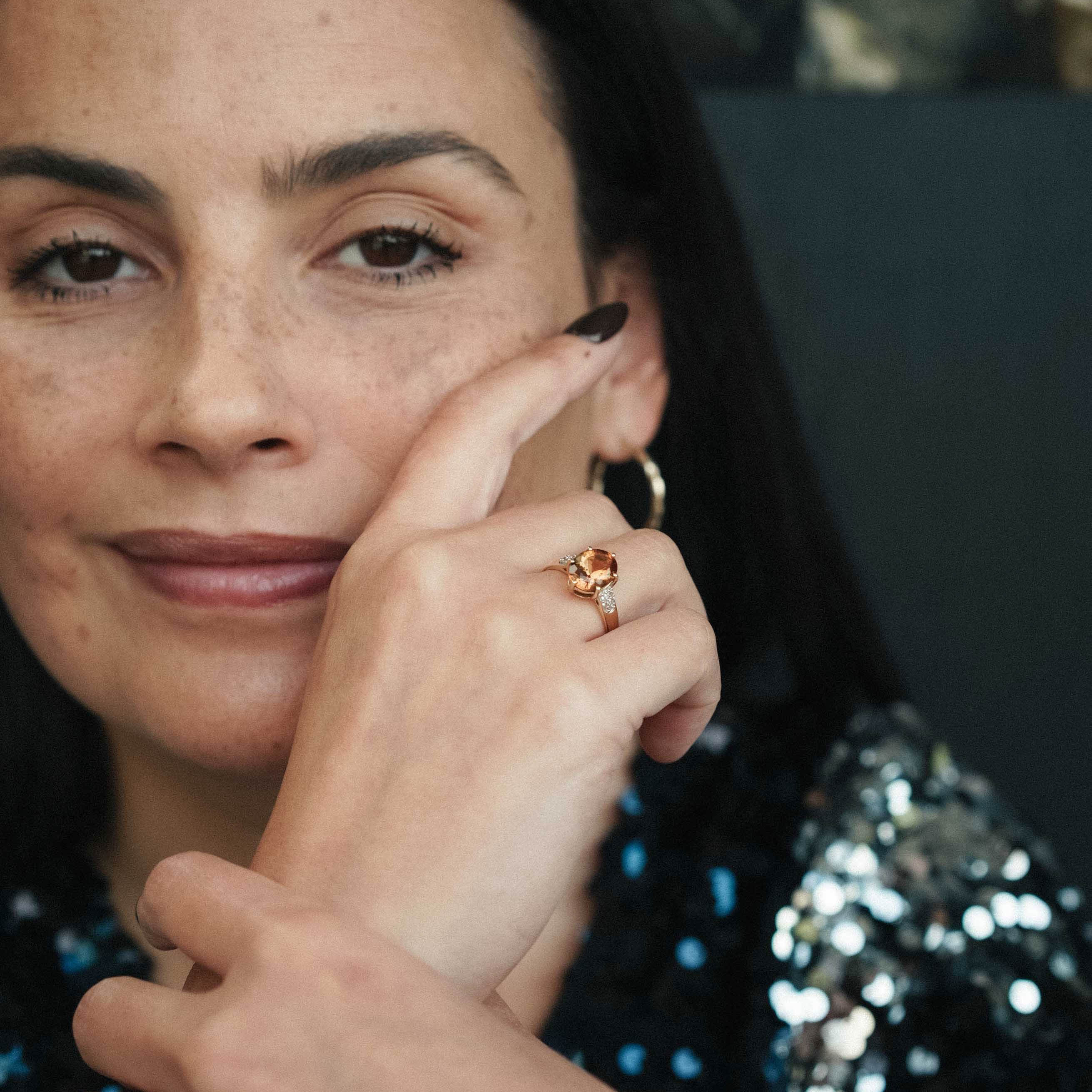 Solandra | Vintage Quartz & White Sapphire Dress Ring - Menina Amsterdam