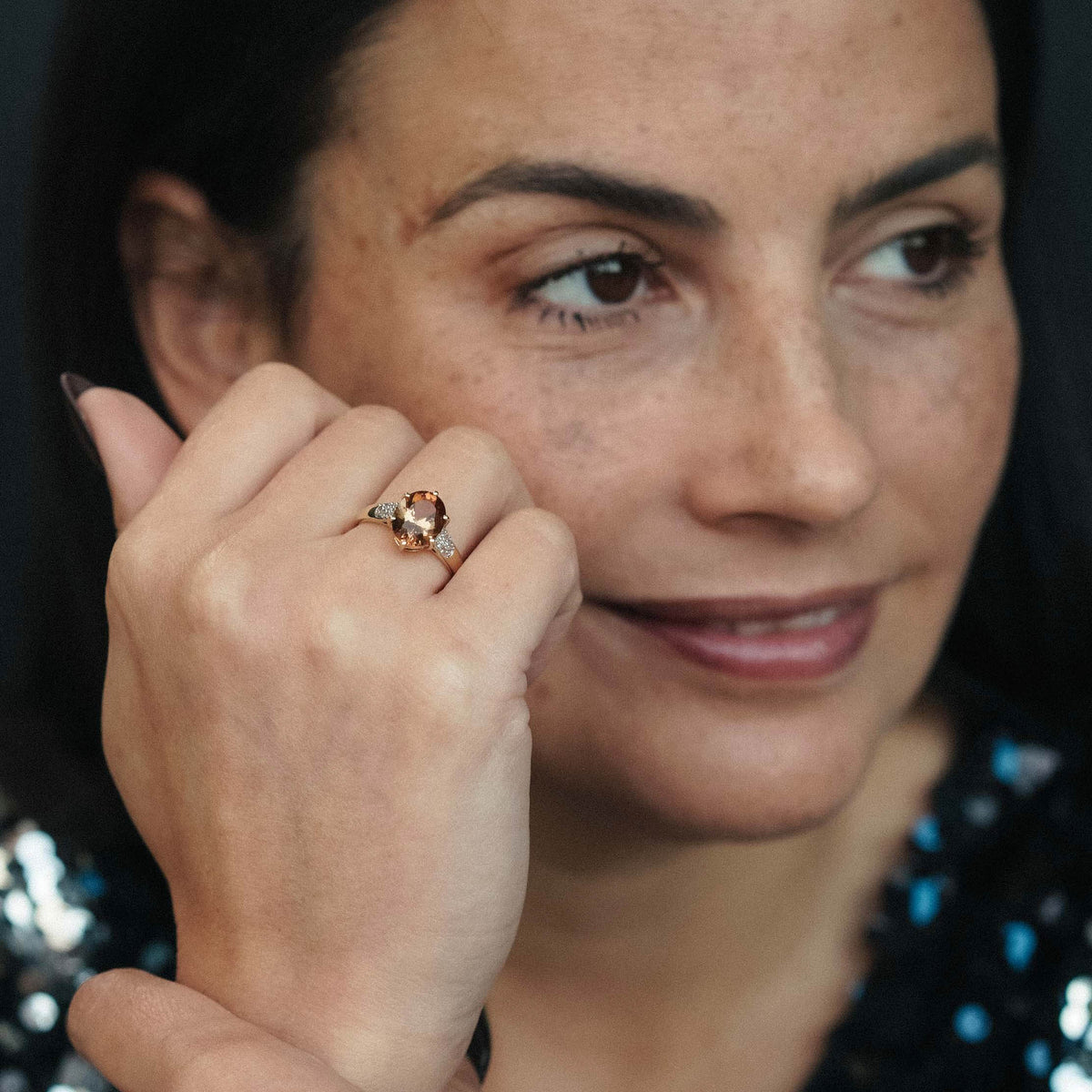 Solandra | Vintage Kwarts & Witte Saffier Dress Ring - Menina Amsterdam